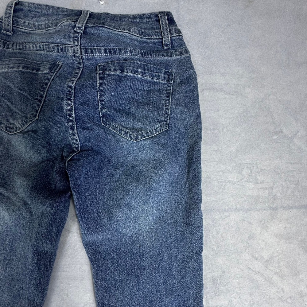 Crest Premium Womens Flared Bootcut Jeans Blue Denim Stretch Whisker 5-Pocket 1 - Picture 6 of 16